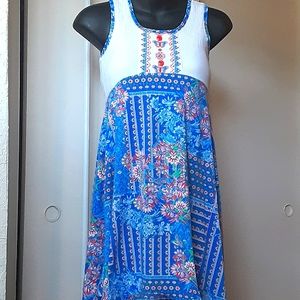 Blue flower dress with knotted back